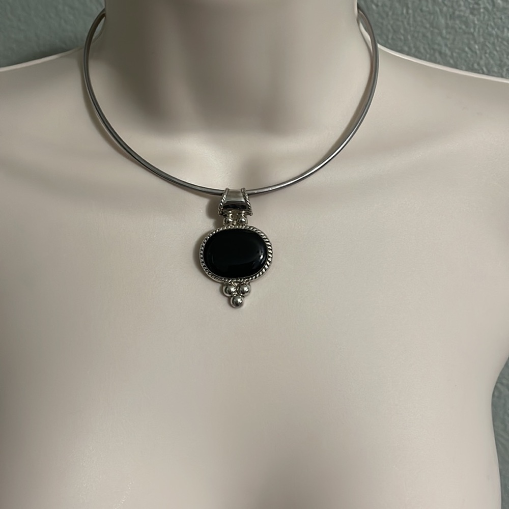 Black and silver plated pendant